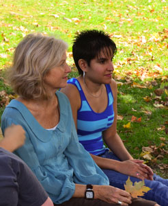 students sitting on the quad