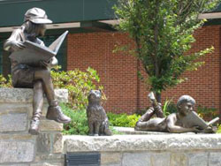 sculptures on campus